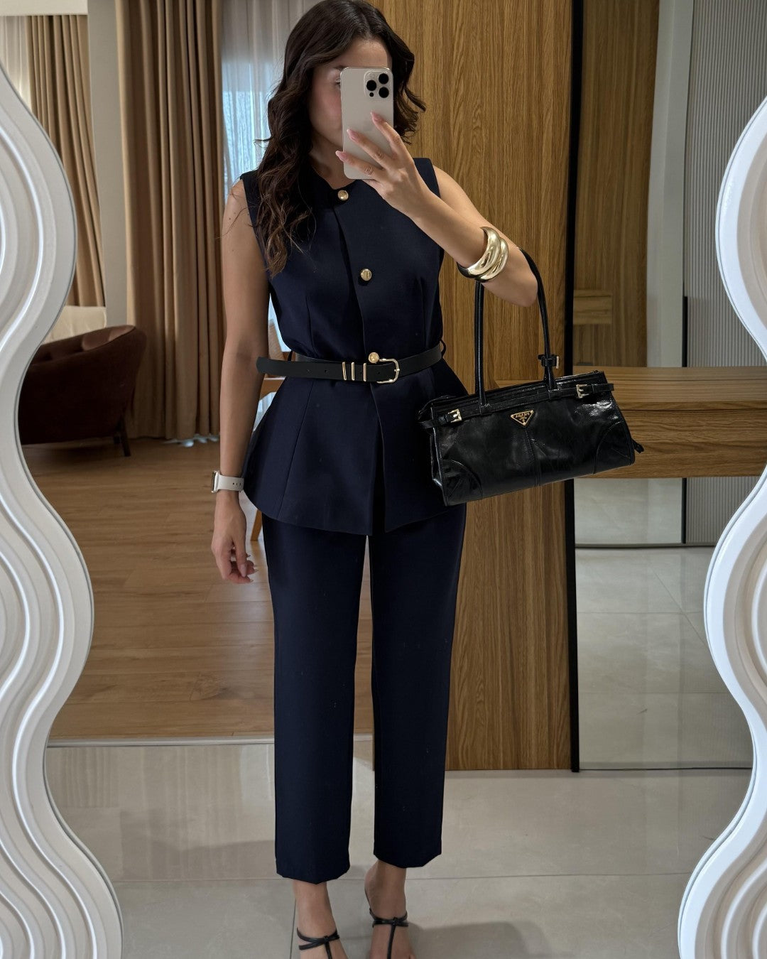 Belted Tailored Vest Set + Belt