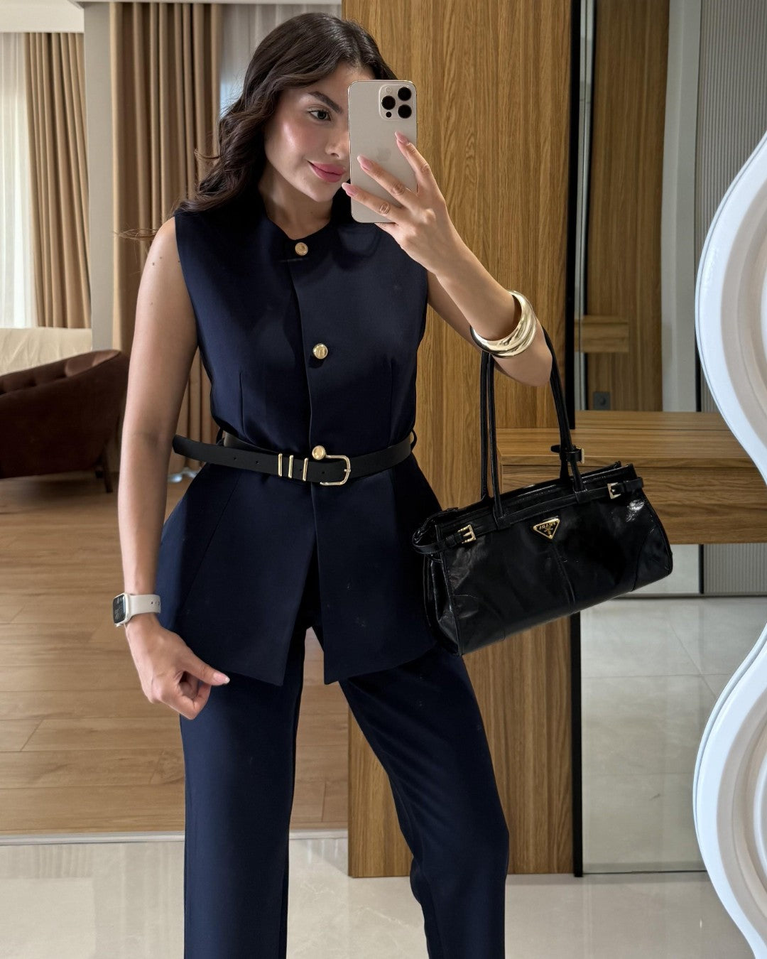 Belted Tailored Vest Set + Belt