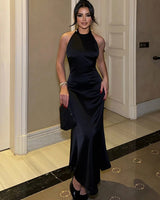 Black Satin Long Dress