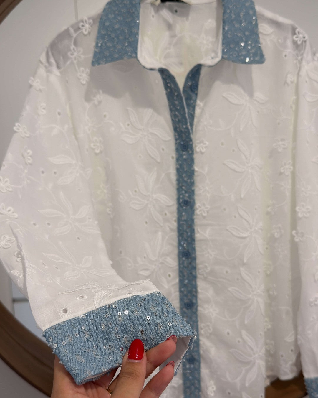 Bloom Denim-Trim Shirt