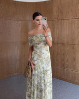 Botanical Off-Shoulder Maxi Dress
