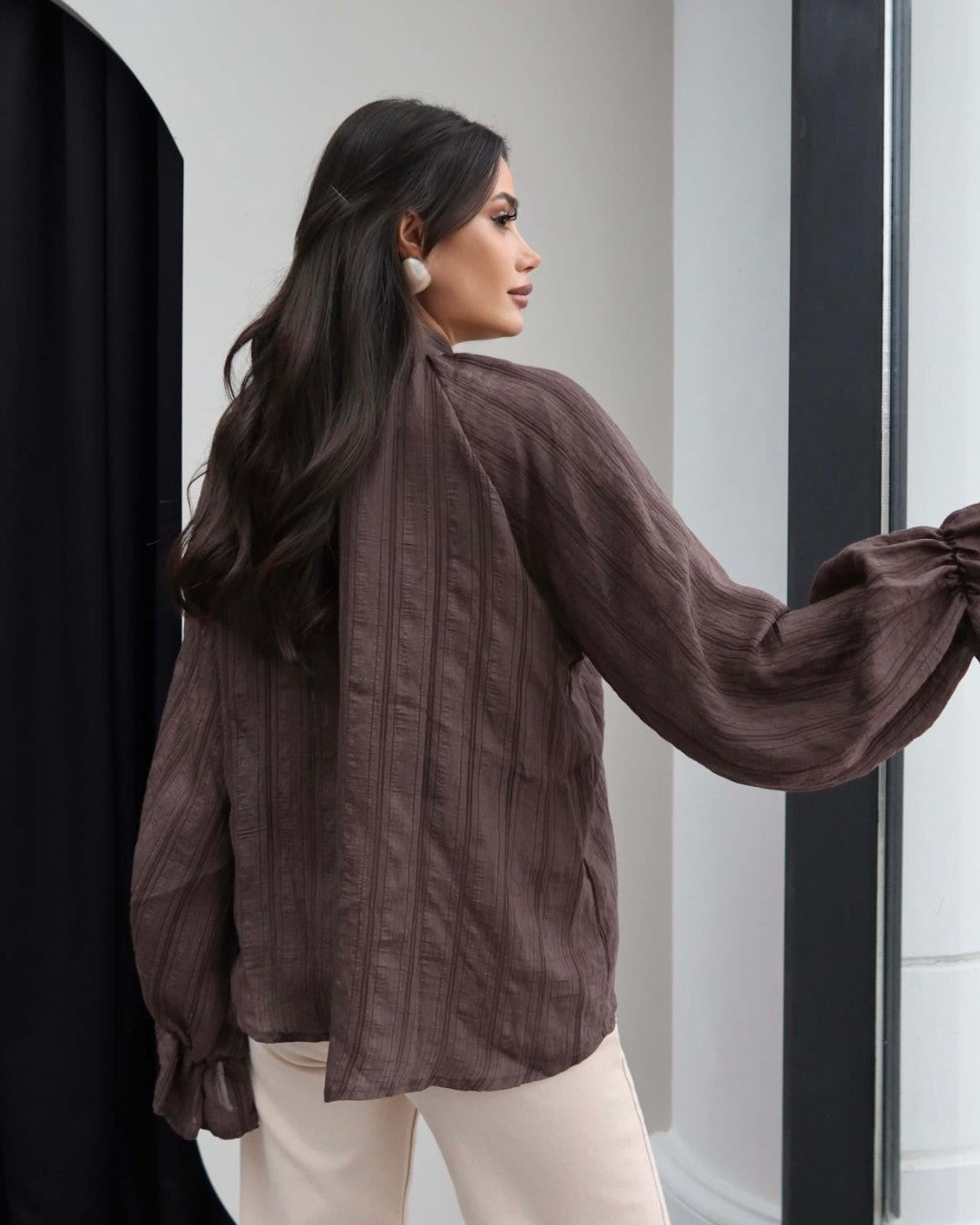 Bow-Tie Neck Ruffle Shirt