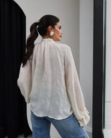 Bow-Tie Neck Ruffle Shirt