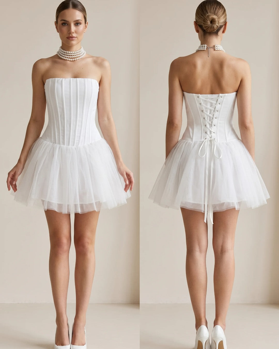 Bridal Tulle Corset Mini Dress