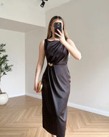 Butterfly Satin Midi Dress