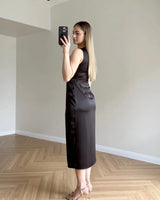Butterfly Satin Midi Dress