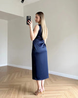 Butterfly Satin Midi Dress