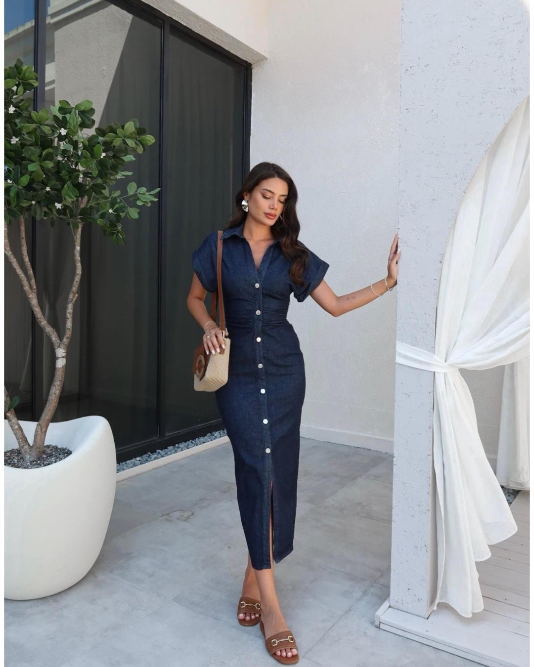 Buttoned Denim Dress