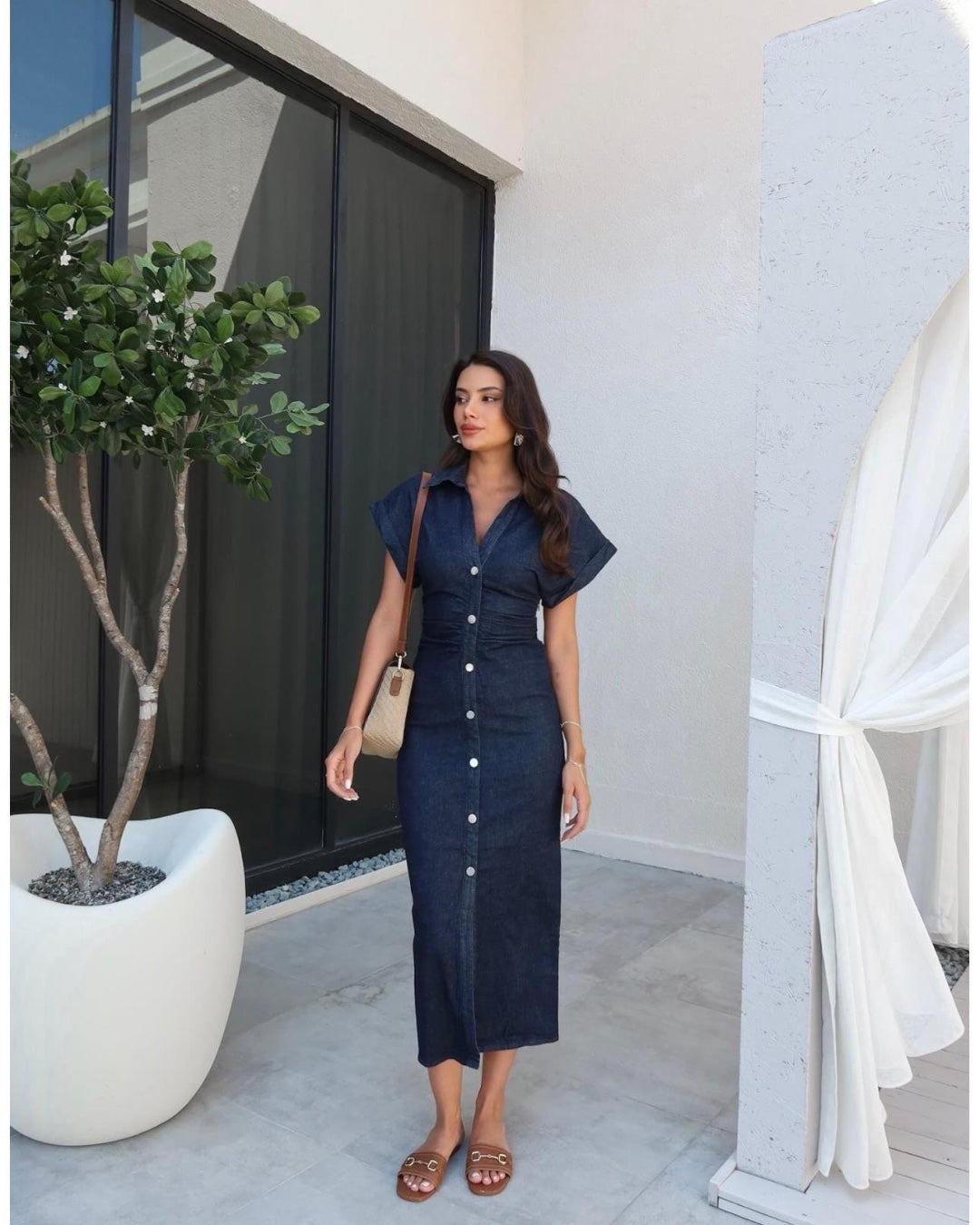 Buttoned Denim Dress