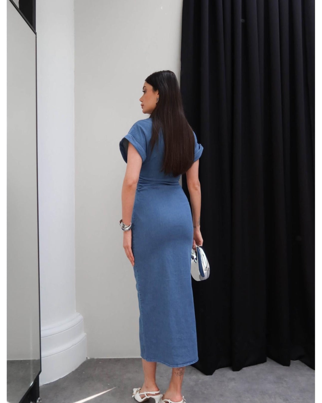 Buttoned Denim Dress