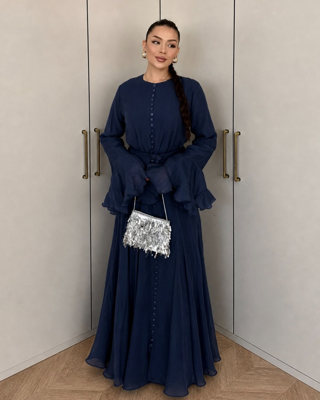 Buttoned Flow Maxi Dress + Belt