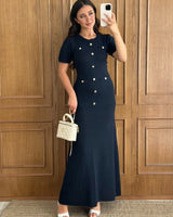 Buttoned Knitted Maxi Dress