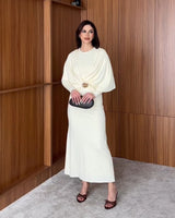 Cape Maxi Dress with Gold Accent