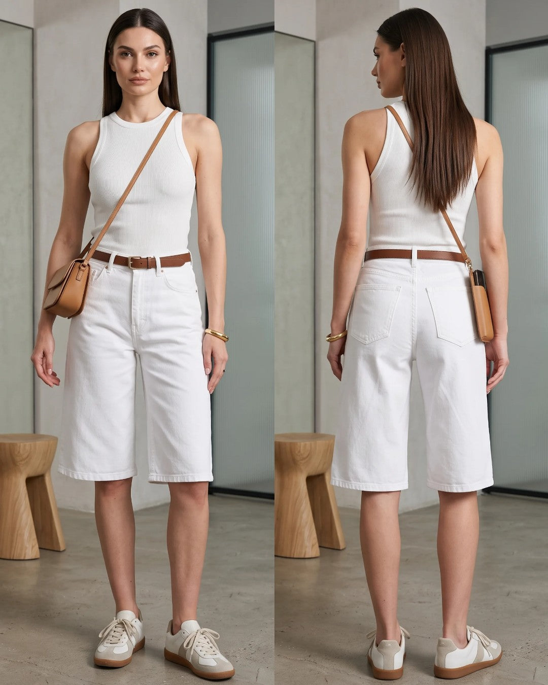 Capri Denim Shorts + Belt
