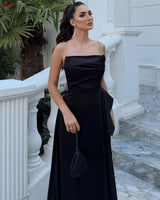 Cascade Satin Maxi Gown