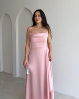 Cascade Satin Maxi Gown
