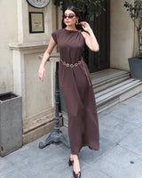 Chain Detail Maxi Dress + Belt