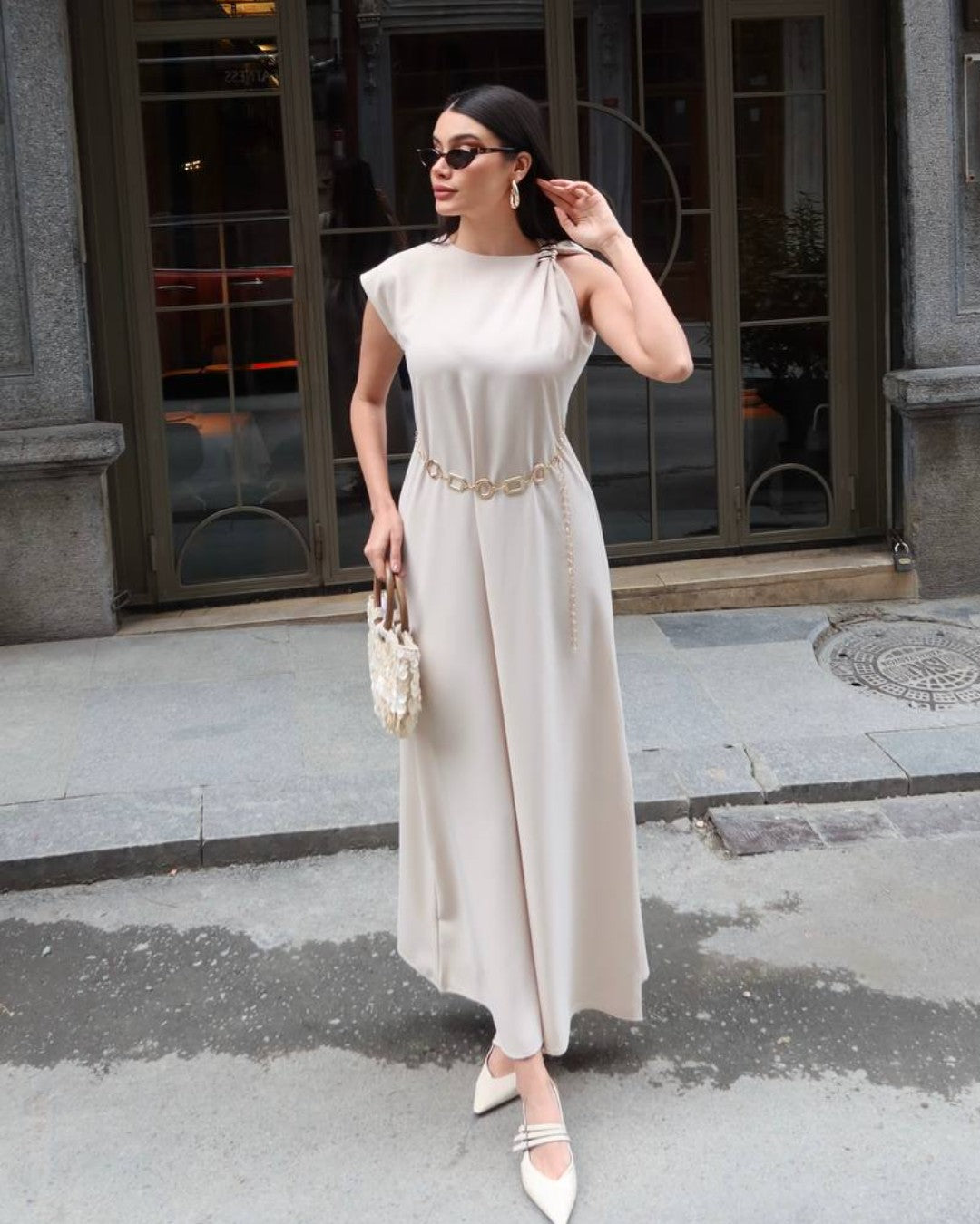 Chain Detail Maxi Dress + Belt
