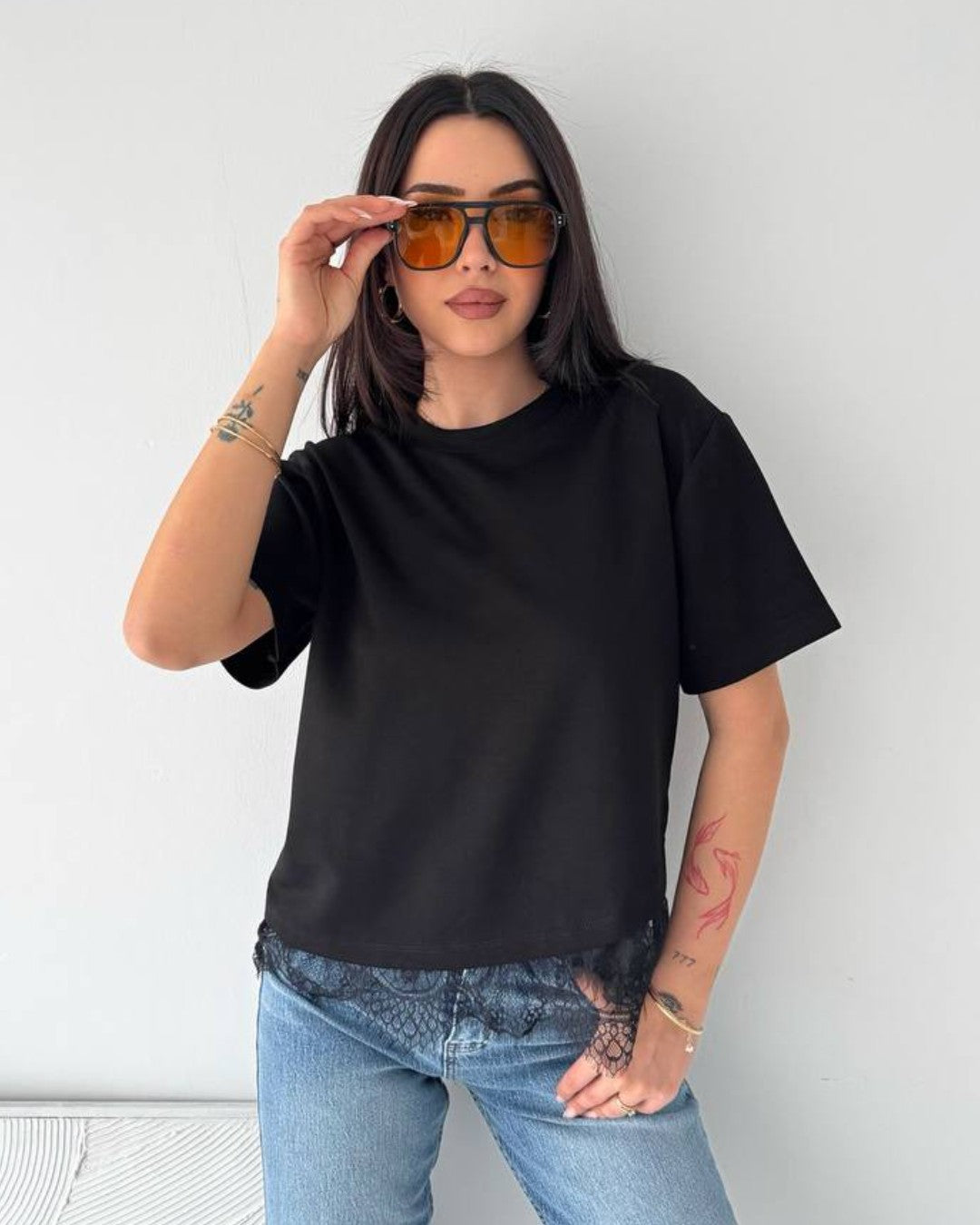 Chic Lace Detail T-Shirt