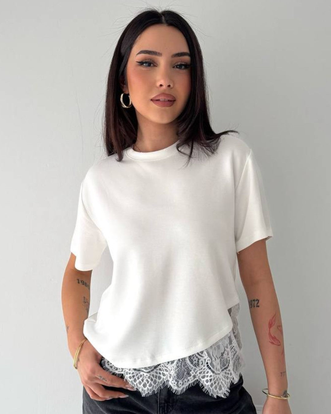 Chic Lace Detail T-Shirt