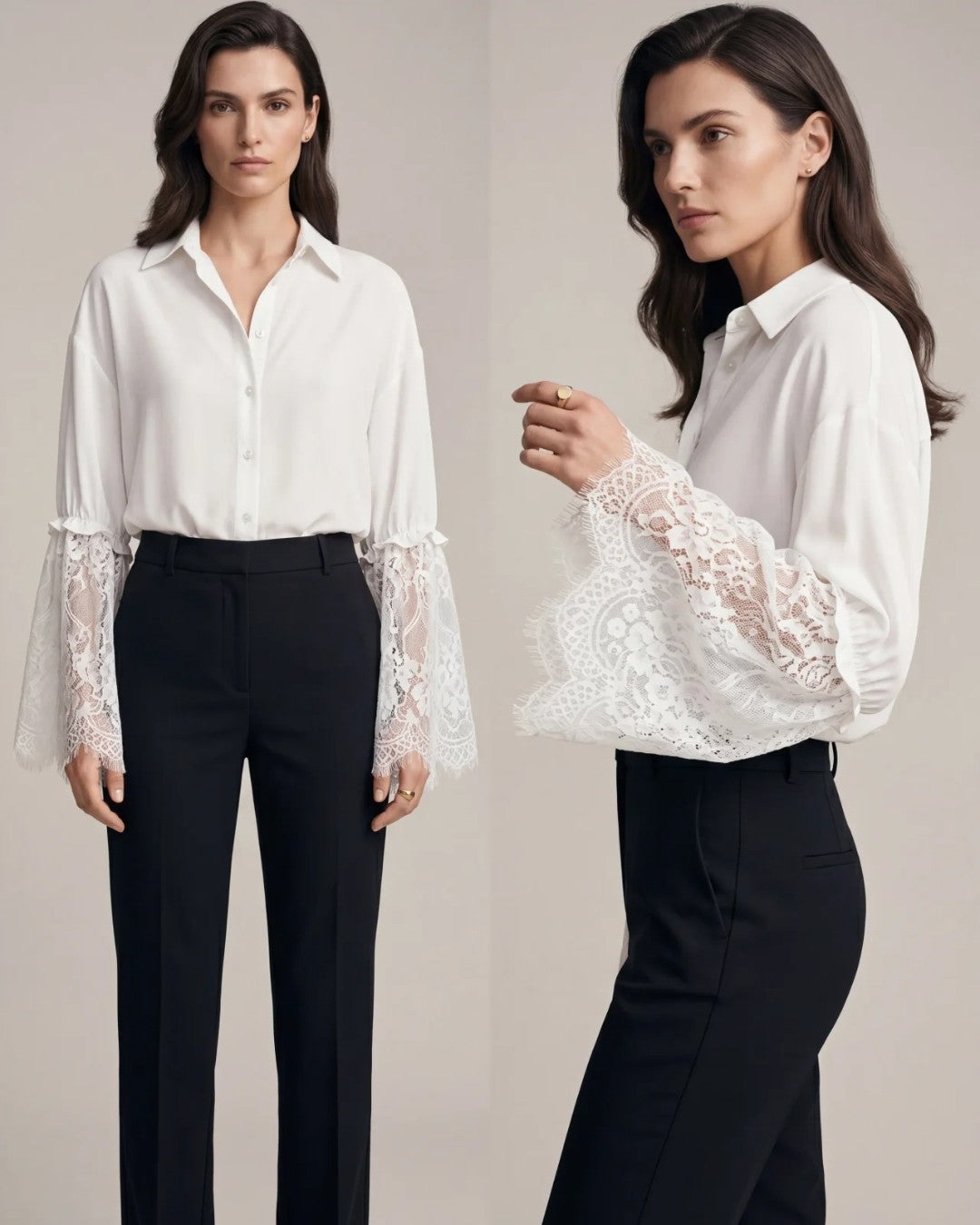 Chic Lace Sleeve Essential Shirt