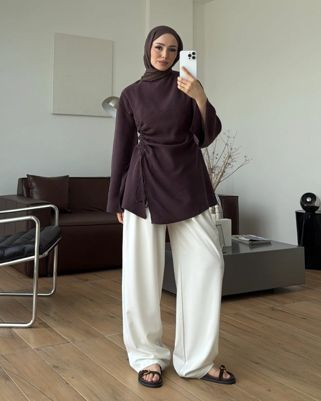 Cinched-Side Sleeve Shirt