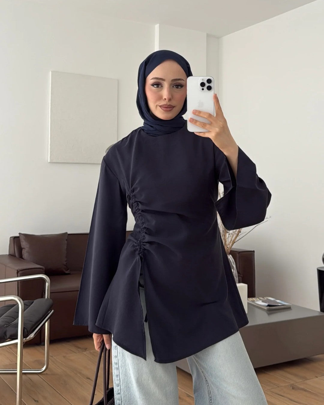 Cinched-Side Sleeve Shirt