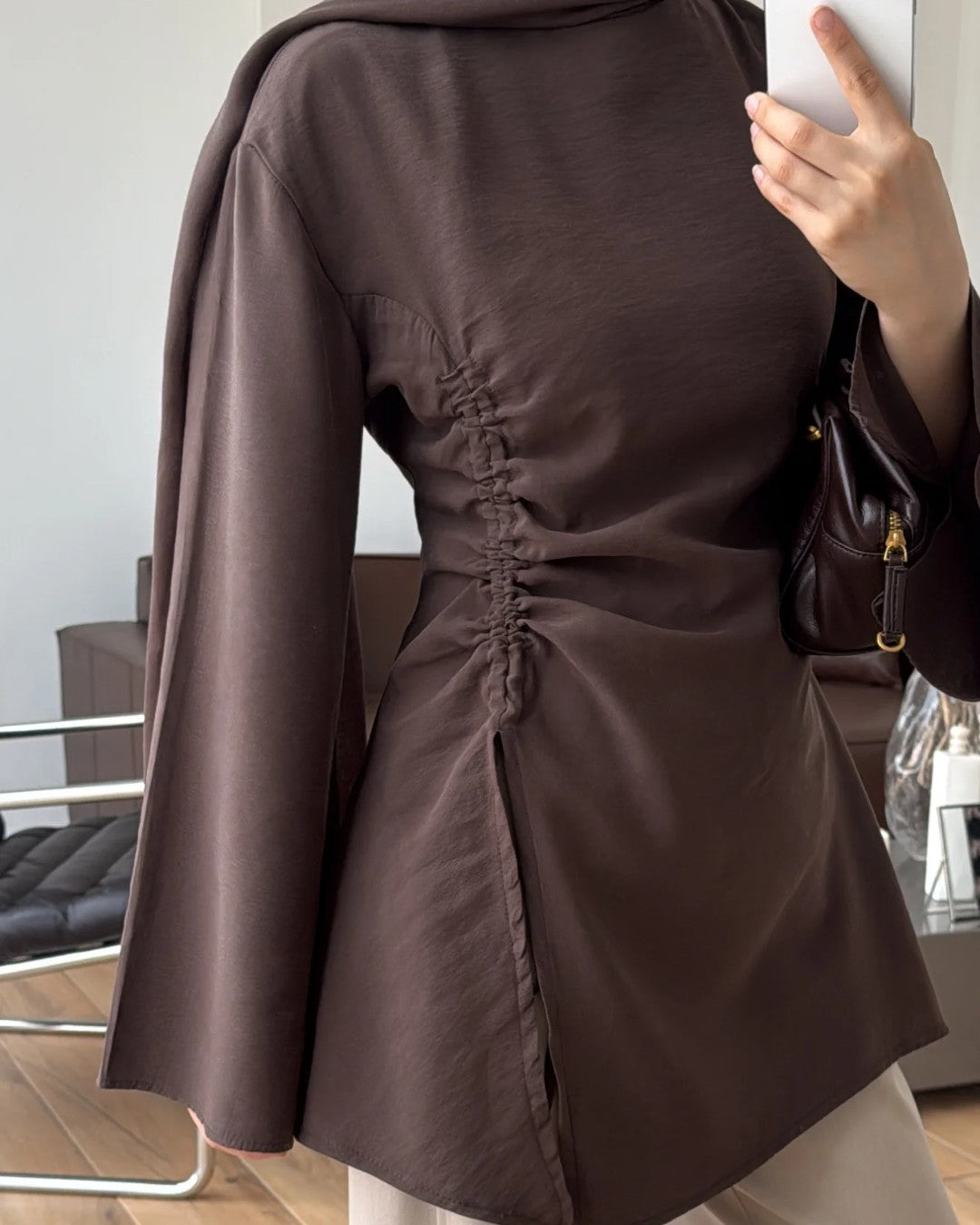 Cinched-Side Sleeve Shirt