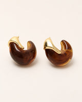 Cognac Arc Gold-Cap Hoops