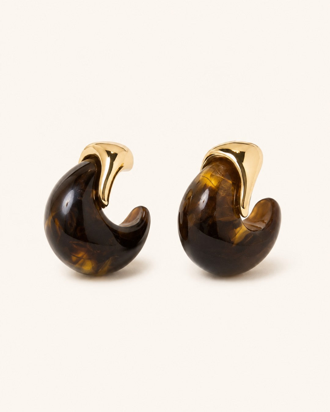 Cognac Arc Gold-Cap Hoops