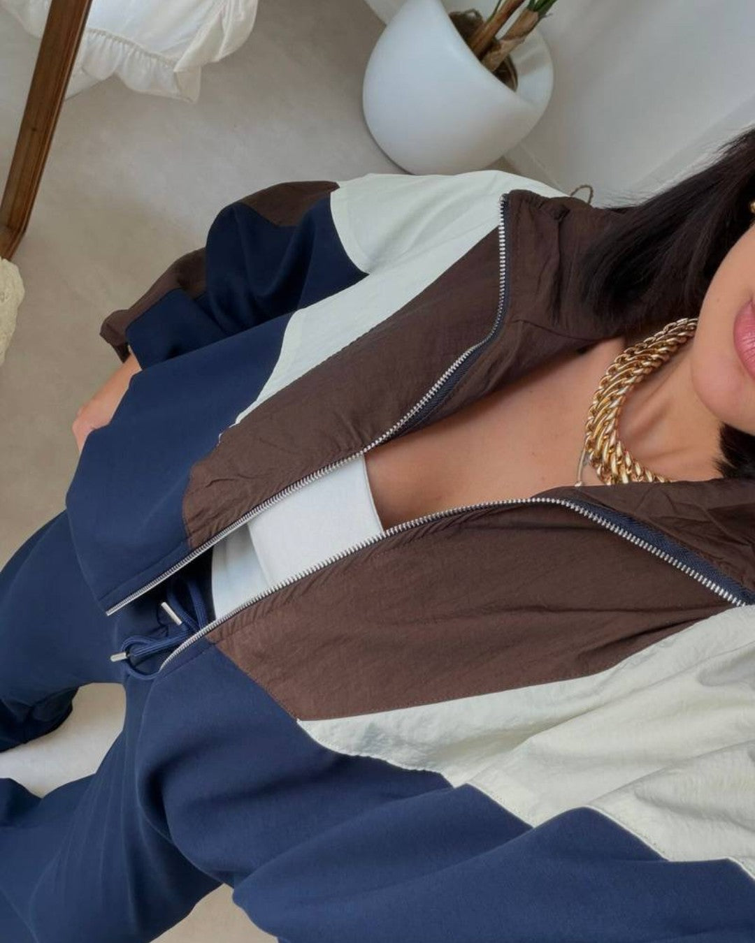 Colorblock Zip-Up Tracksuit Set