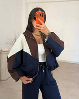 Colorblock Zip-Up Tracksuit Set
