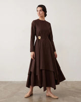 Contoured Waist Gold Detail Dress