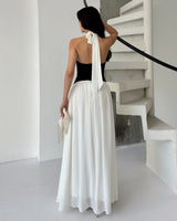 Contrast Halter Maxi Dress