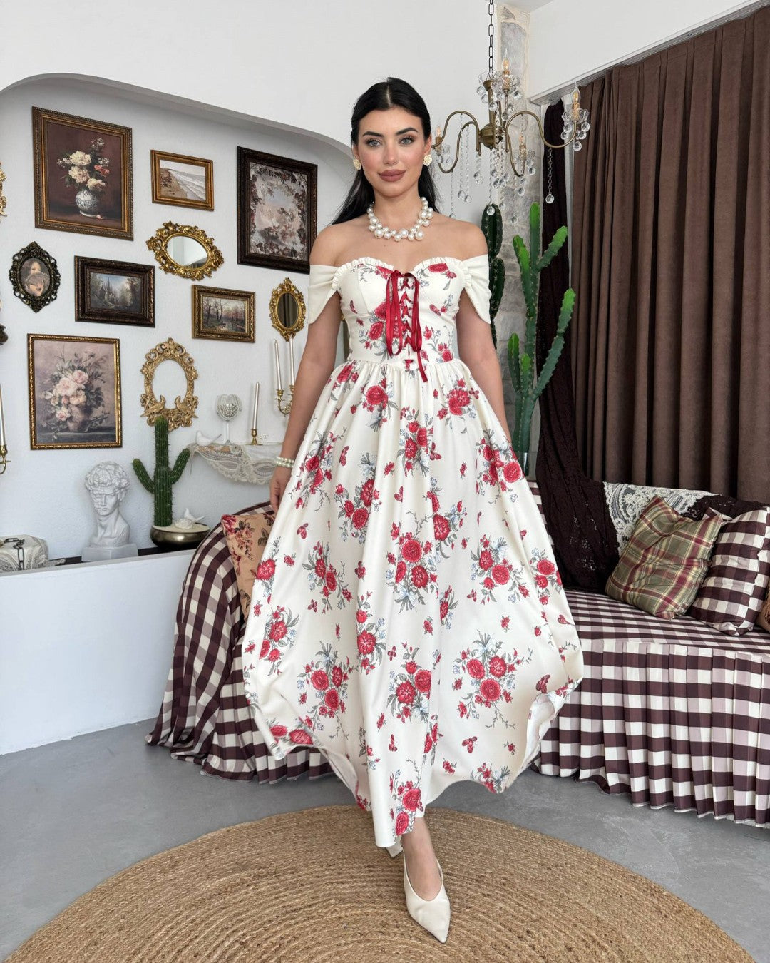 Crimson Rose Corset Maxi Dress
