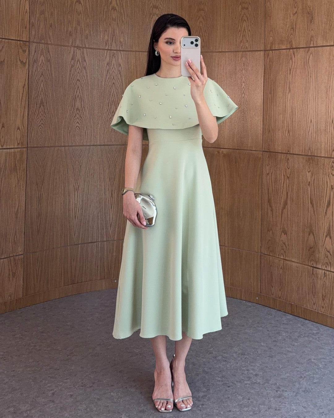 Crystal Cape Midi Dress