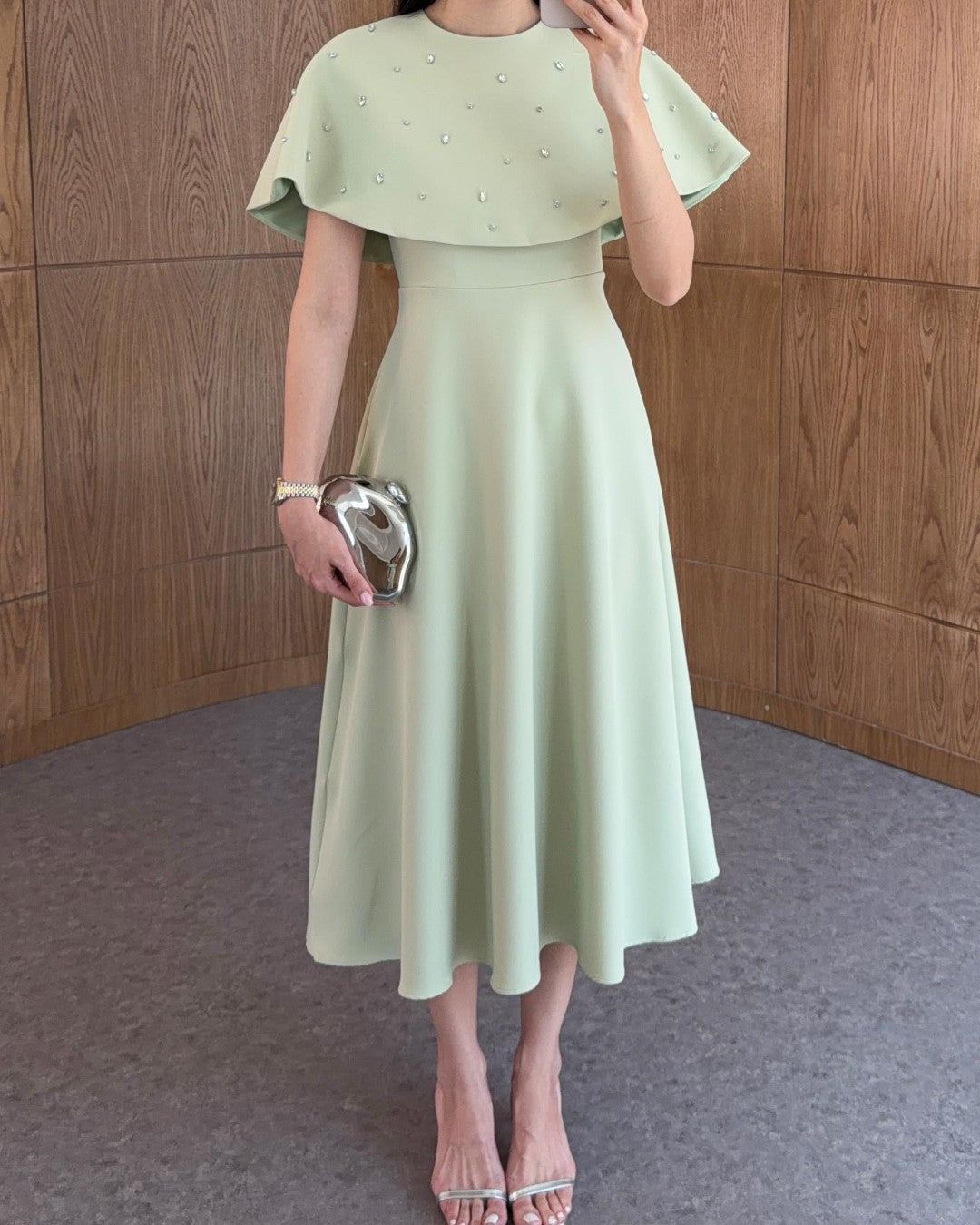 Crystal Cape Midi Dress