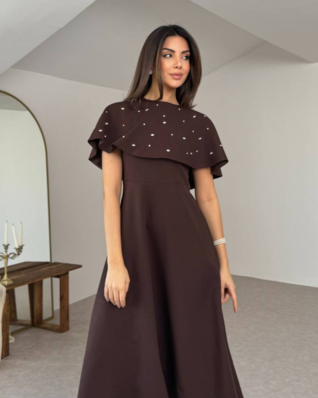 Crystal Cape Midi Dress