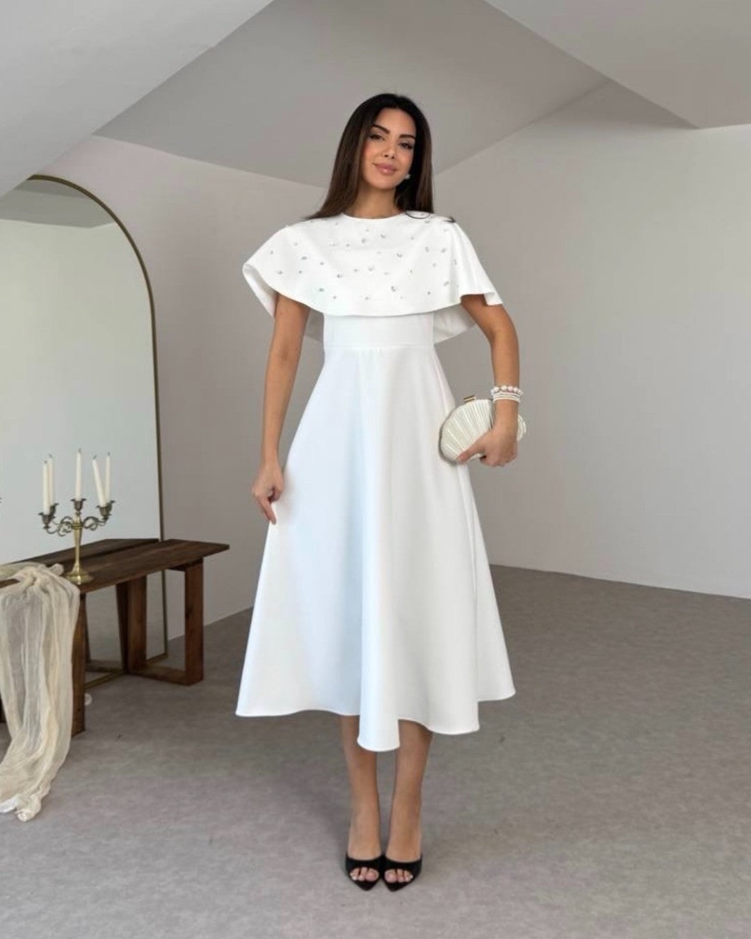 Crystal Cape Midi Dress