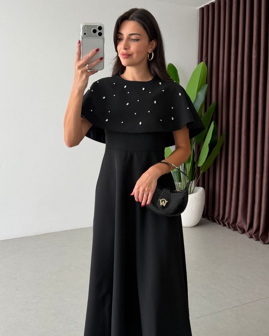 Crystal Cape Midi Dress