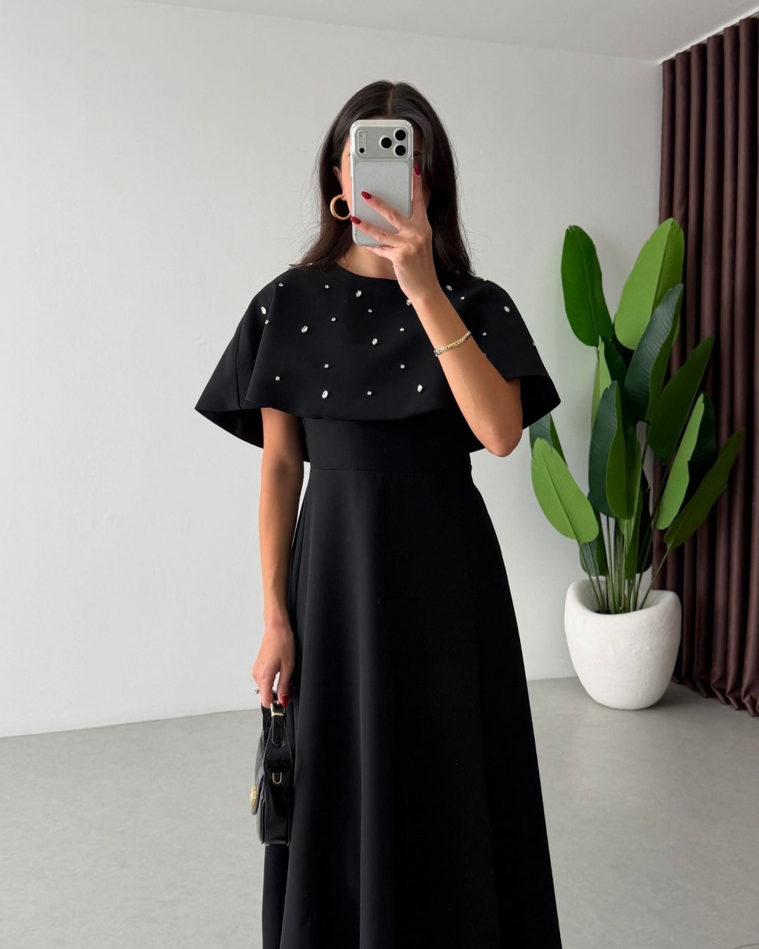 Crystal Cape Midi Dress