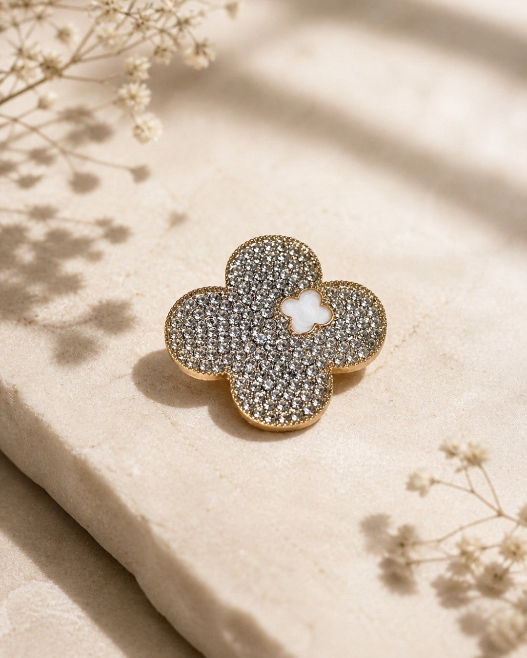 Crystal Clover Brooch