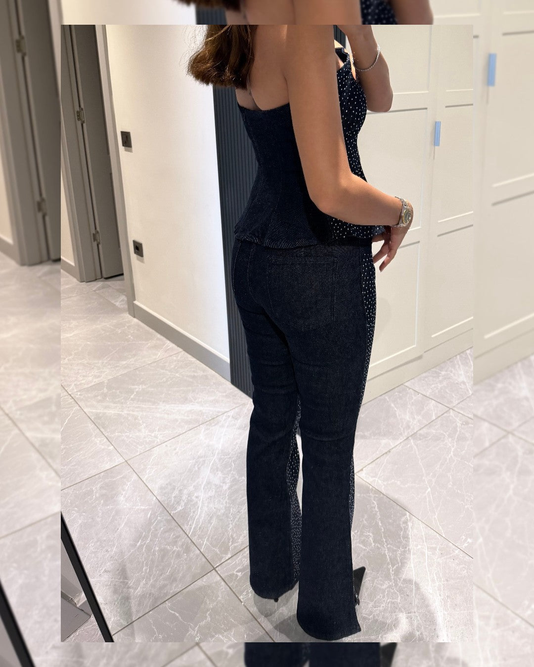 Crystal Glam Strapless Denim Set