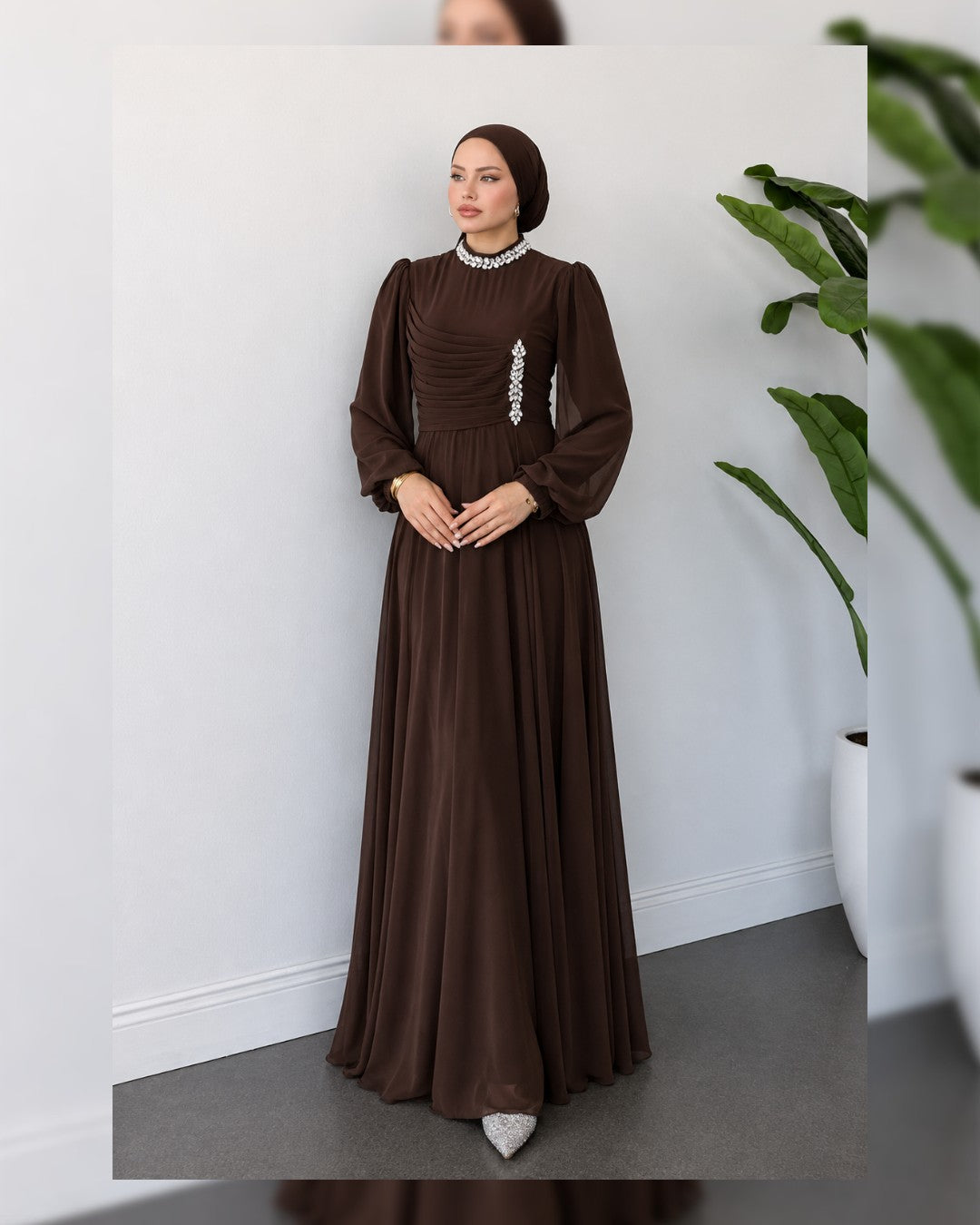 Crystal Neckline Evening Dress