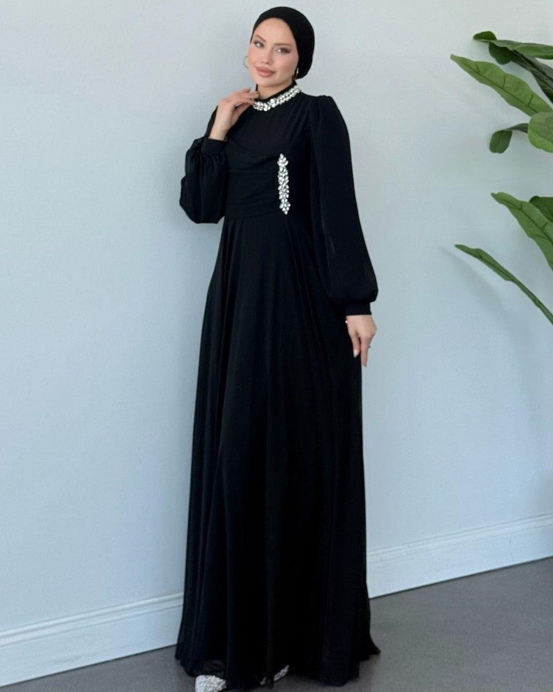 Crystal Neckline Evening Dress