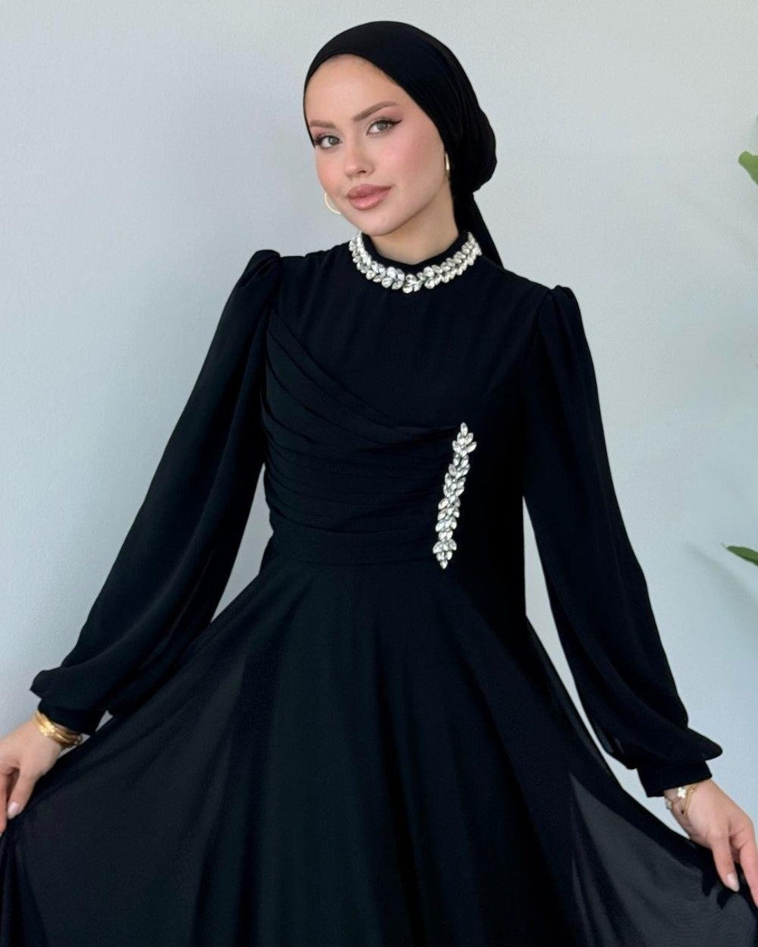Crystal Neckline Evening Dress