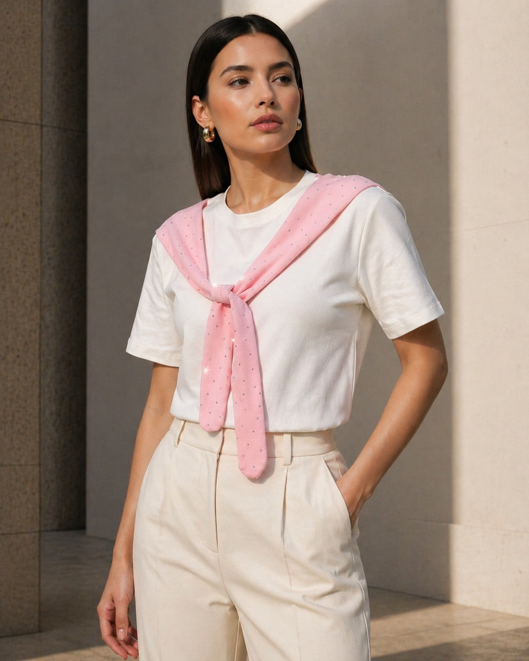 Crystal Scarf Tee
