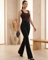 Dark Wash Flare Denim + Belt
