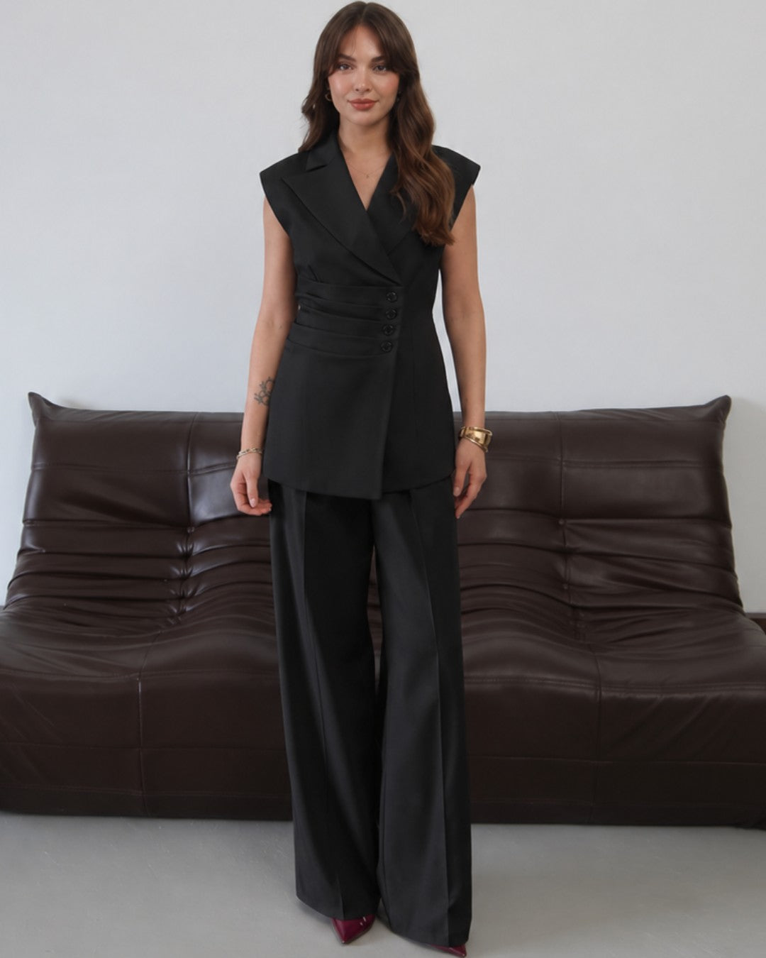 Defined Waist Vest Suit
