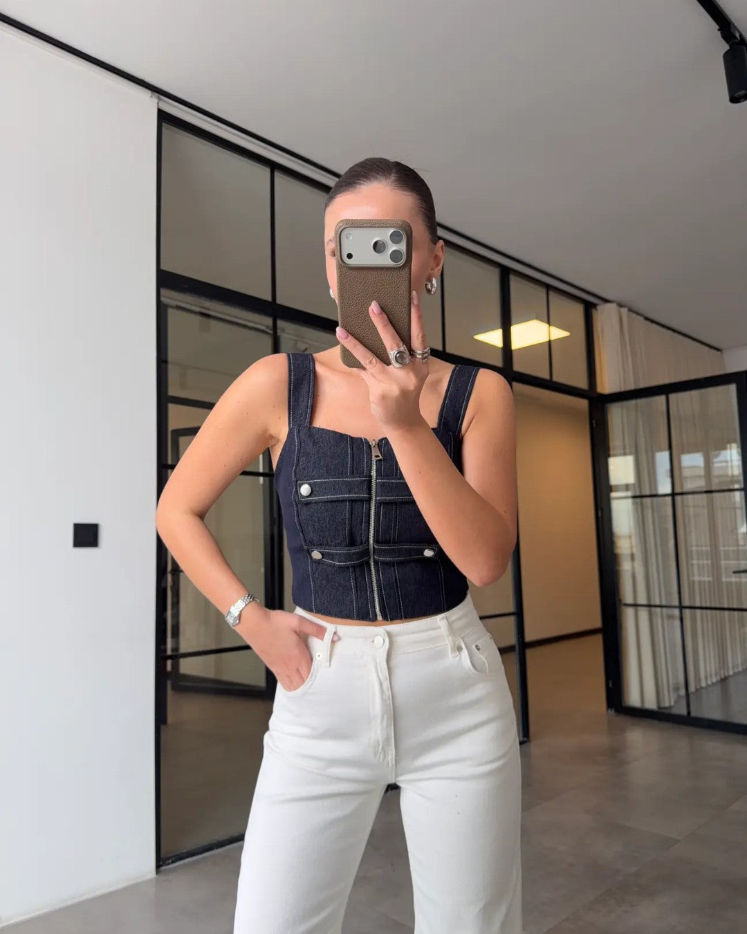 Denim Chic Corset Top